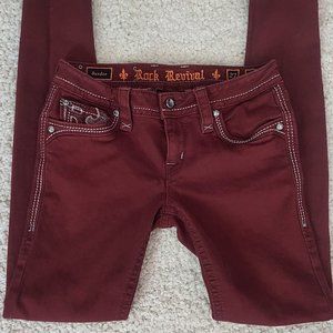 Maroon Rock Revival skinny jeans